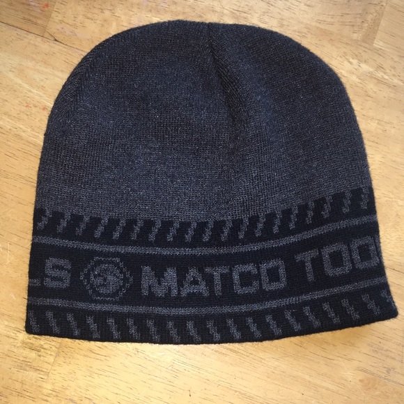 MATCO Tools toboggan skull cap winter hat black gray 💯 acrylic beanie - Picture 2 of 7